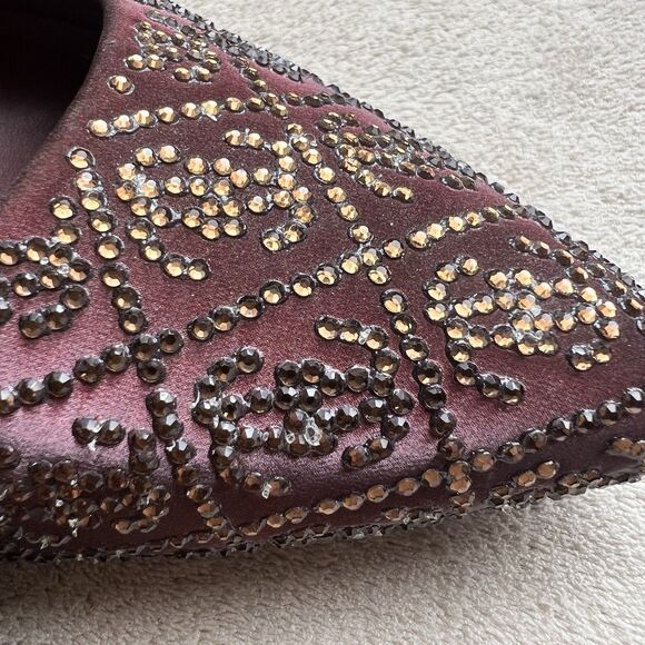 Guess Sorena Wine Stiletto High Heel Pumps Women 8.5 M Pointy Toe Rhinestones - Picture 4 of 16